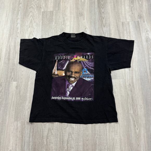 Vintage Hoodie Awards Steve Harvey Shirt Men's Large Black 2008 Rap Tee y2k